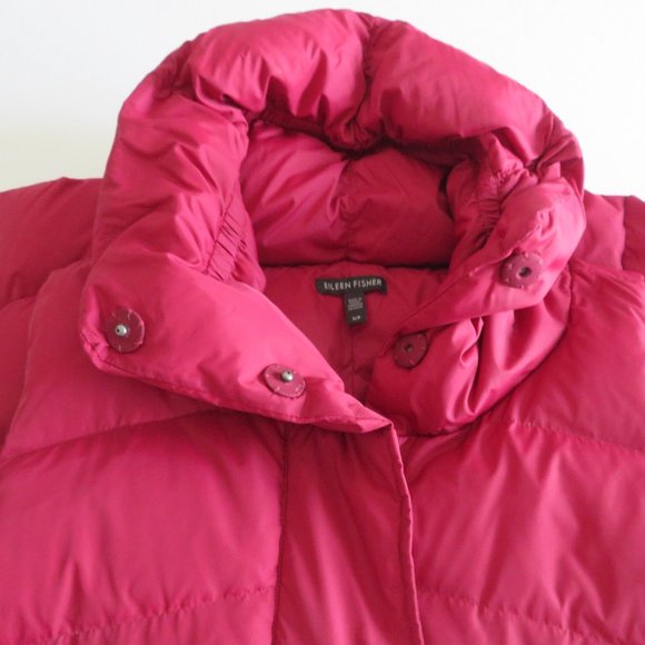 🎉⭐️🎉HP🎉⭐️🎉 Eileen Fisher, Down Puffer Vest-High Collar - S/P, Cranberry, EUC - Picture 15 of 15